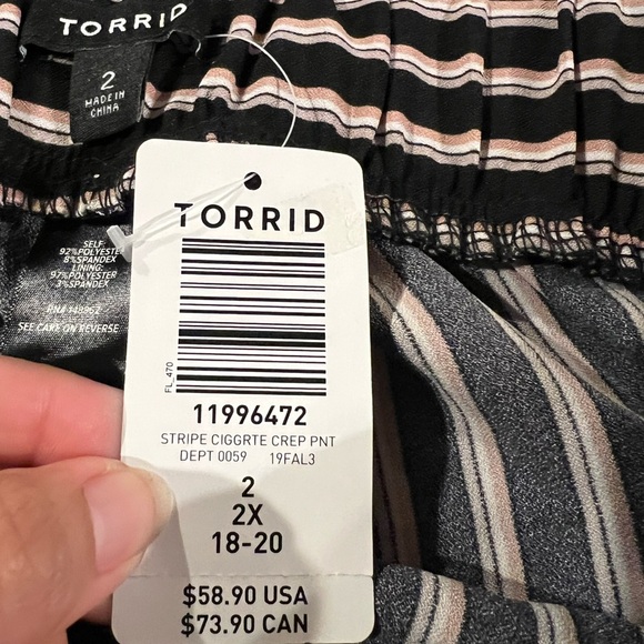 Torrid Multi Stripe Crepe Tie Front Tapered Pants With Belt Size 2 (18-20) - Picture 12 of 12